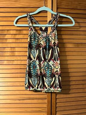 Belle Du Jour Braided Boho Print Racerback Tank